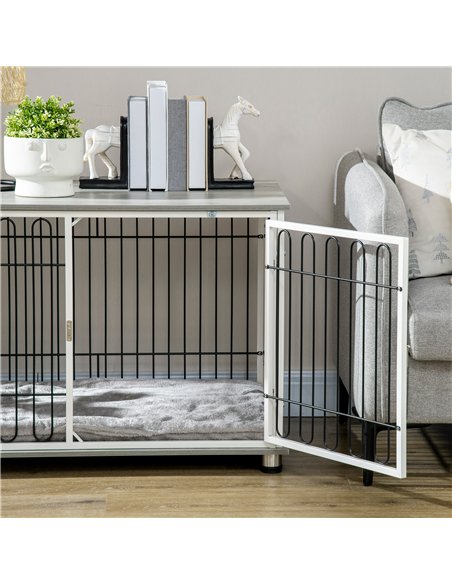 PawHut Indoor Dog Crate Furniture, Side End Table, with Soft Washable Cushion, Lockable Doors, for Small and Medium Dogs - pic 141633 | FastDaddyshop