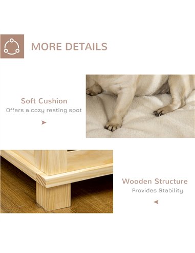 PawHut Wooden Dog Crate, with Double Doors, Cushion, for Medium Dogs - Natural Finish