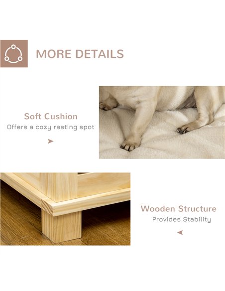 PawHut Wooden Dog Crate, with Double Doors, Cushion, for Medium Dogs - Natural Finish - pic 141641 | FastDaddyshop