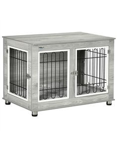 PawHut Dog Crate Furniture, Side End Table, Indoor Dog Kennel with Soft Washable Cushion, Wire Mesh, Large Top, for Medium and L