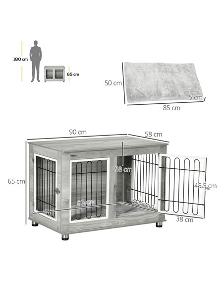 PawHut Dog Crate Furniture, Side End Table, Indoor Dog Kennel with Soft Washable Cushion, Wire Mesh, Large Top, for Medium and L - pic 141646 | FastDaddyshop