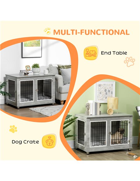 PawHut Dog Crate Furniture, Side End Table, Indoor Dog Kennel with Soft Washable Cushion, Wire Mesh, Large Top, for Medium and L - pic 141648 | FastDaddyshop
