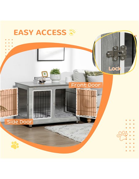 PawHut Dog Crate Furniture, Side End Table, Indoor Dog Kennel with Soft Washable Cushion, Wire Mesh, Large Top, for Medium and L - pic 141649 | FastDaddyshop