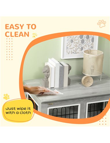 PawHut Dog Crate Furniture, Side End Table, Indoor Dog Kennel with Soft Washable Cushion, Wire Mesh, Large Top, for Medium and L