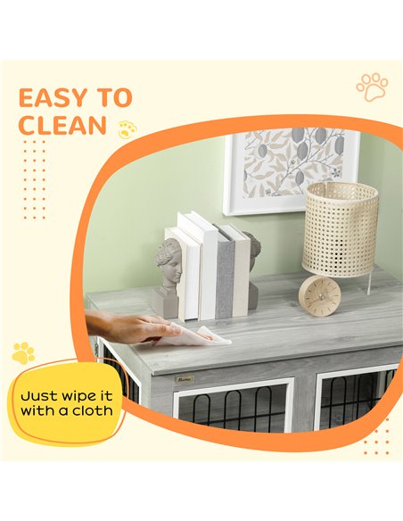 PawHut Dog Crate Furniture, Side End Table, Indoor Dog Kennel with Soft Washable Cushion, Wire Mesh, Large Top, for Medium and L - pic 141651 | FastDaddyshop