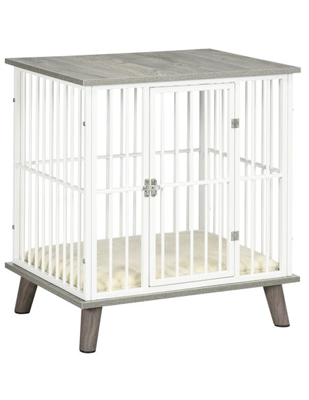 PawHut Dog Crate Furniture, Indoor Pet Kennel Cage, Top End Table w/ Soft Cushion, Lockable Door, for Small Dogs, 64.5 x 48 x 70 - pic 141653 | FastDaddyshop