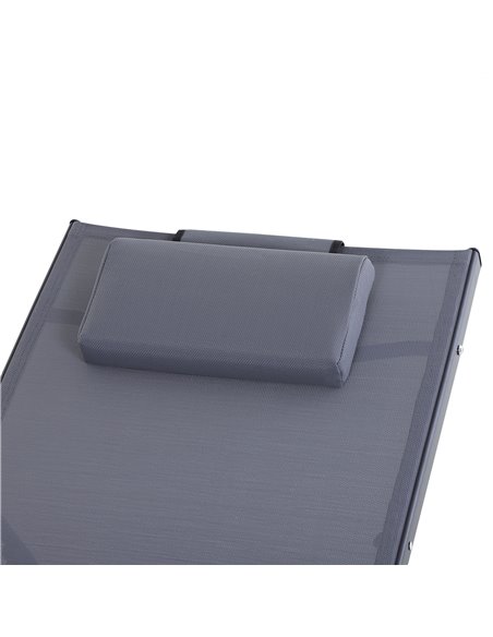Outsunny Texteline Adjustable Recline Sun Lounger with Headrest, Grey - pic 14166 | FastDaddyshop