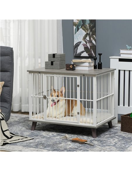 PawHut Dog Crate Furniture, Indoor Pet Kennel Cage, Top End Table w/ Soft Cushion, Lockable Door, for Small Dogs, 86 x 60 x 70 c - pic 141663 | FastDaddyshop