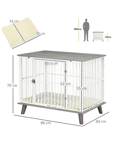 PawHut Dog Crate Furniture, Indoor Pet Kennel Cage, Top End Table w/ Soft Cushion, Lockable Door, for Small Dogs, 86 x 60 x 70 c - pic 141664 | FastDaddyshop