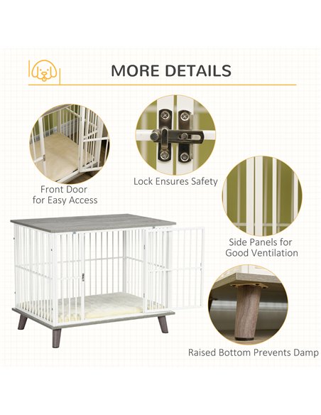 PawHut Dog Crate Furniture, Indoor Pet Kennel Cage, Top End Table w/ Soft Cushion, Lockable Door, for Small Dogs, 86 x 60 x 70 c - pic 141667 | FastDaddyshop