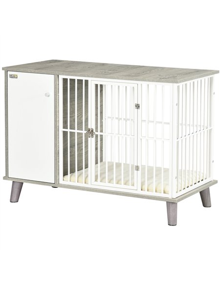 PawHut Dog Crate Furniture, Indoor Pet Kennel Cage, Top End Table w/ Soft Cushion, Lockable Door, for Small Dogs, 98 x 48 x 70.5 - pic 141671 | FastDaddyshop
