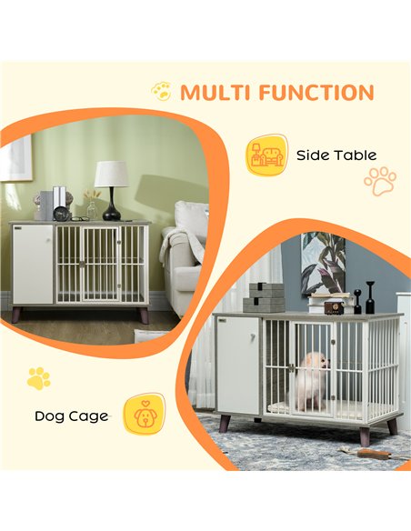 PawHut Dog Crate Furniture, Indoor Pet Kennel Cage, Top End Table w/ Soft Cushion, Lockable Door, for Small Dogs, 98 x 48 x 70.5 - pic 141674 | FastDaddyshop