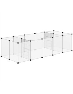 PawHut 18-Panel Small Animal Cage, Pet Playpen, for Guinea Pigs, Hedgehogs - White