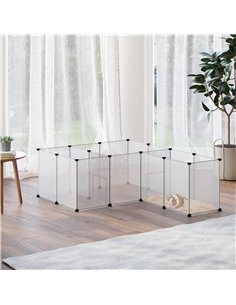 PawHut 18-Panel Small Animal Cage, Pet Playpen, for Guinea Pigs, Hedgehogs - White 2