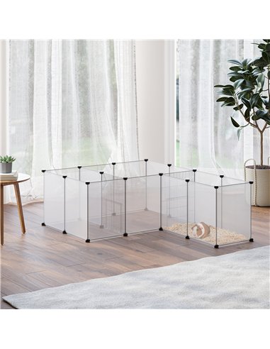 PawHut 18-Panel Small Animal Cage, Pet Playpen, for Guinea Pigs, Hedgehogs - White