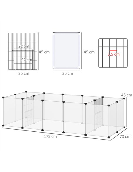 PawHut 18-Panel Small Animal Cage, Pet Playpen, for Guinea Pigs, Hedgehogs - White - pic 141682 | FastDaddyshop