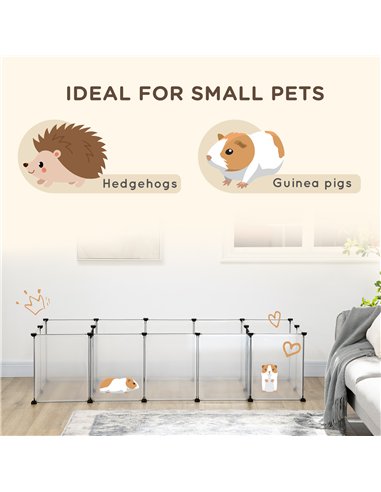 PawHut 18-Panel Small Animal Cage, Pet Playpen, for Guinea Pigs, Hedgehogs - White