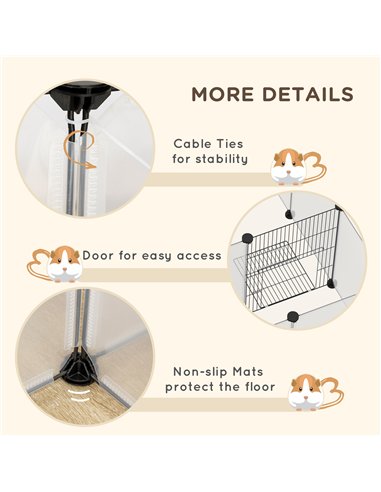 PawHut 18-Panel Small Animal Cage, Pet Playpen, for Guinea Pigs, Hedgehogs - White