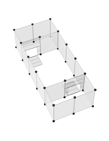 PawHut 18-Panel Small Animal Cage, Pet Playpen, for Guinea Pigs, Hedgehogs - White