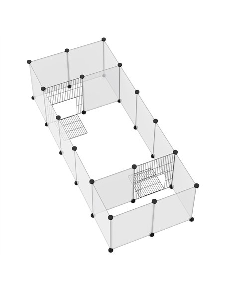 PawHut 18-Panel Small Animal Cage, Pet Playpen, for Guinea Pigs, Hedgehogs - White - pic 141687 | FastDaddyshop