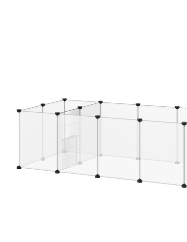 PawHut 18-Panel Small Animal Cage, Pet Playpen, for Guinea Pigs, Hedgehogs - White