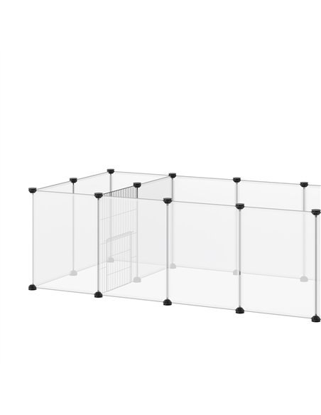 PawHut 18-Panel Small Animal Cage, Pet Playpen, for Guinea Pigs, Hedgehogs - White - pic 141688 | FastDaddyshop