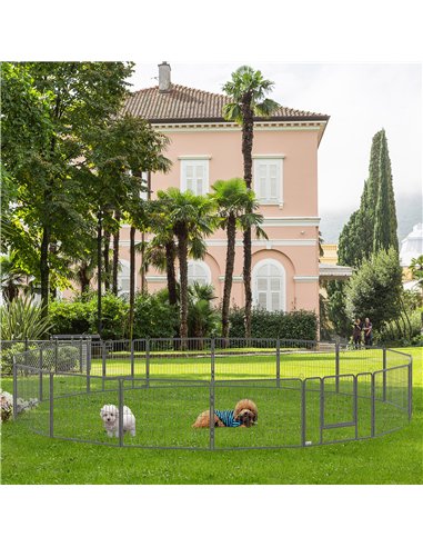 PawHut 16 Panels Heavy Duty Puppy Playpen, for Small Dogs, Indoor and Outdoor Use - Grey