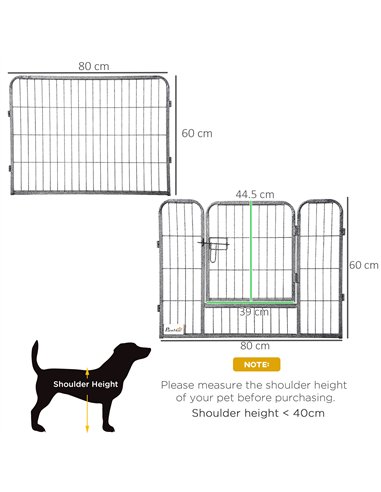 PawHut 16 Panels Heavy Duty Puppy Playpen, for Small Dogs, Indoor and Outdoor Use - Grey