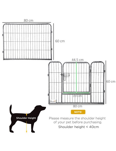 PawHut 16 Panels Heavy Duty Puppy Playpen, for Small Dogs, Indoor and Outdoor Use - Grey - pic 141691 | FastDaddyshop