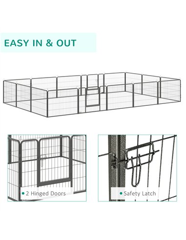 PawHut 16 Panels Heavy Duty Puppy Playpen, for Small Dogs, Indoor and Outdoor Use - Grey