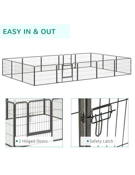 PawHut 16 Panels Heavy Duty Puppy Playpen, for Small Dogs, Indoor and Outdoor Use - Grey - pic 141693 | FastDaddyshop