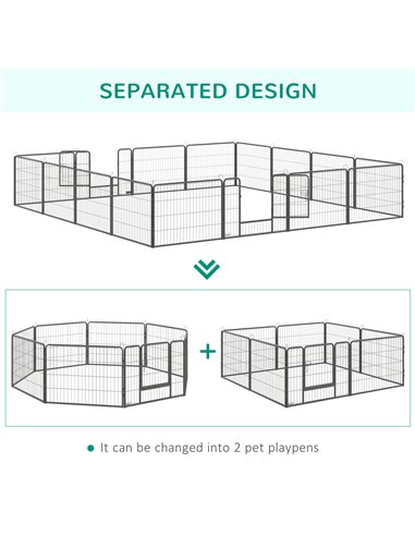 PawHut 16 Panels Heavy Duty Puppy Playpen, for Small Dogs, Indoor and Outdoor Use - Grey