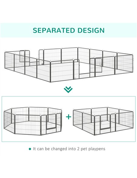 PawHut 16 Panels Heavy Duty Puppy Playpen, for Small Dogs, Indoor and Outdoor Use - Grey - pic 141695 | FastDaddyshop