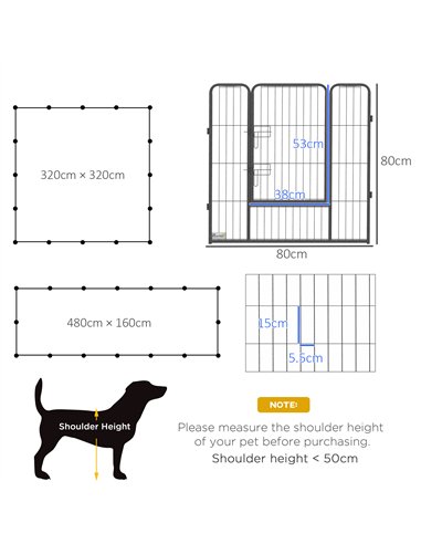 PawHut 16 Panels Heavy Duty Puppy Playpen, for Small and Medium Dogs, Indoor and Outdoor Use - Grey