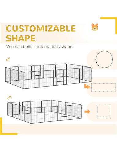 PawHut 16 Panels Heavy Duty Puppy Playpen, for Small and Medium Dogs, Indoor and Outdoor Use - Grey
