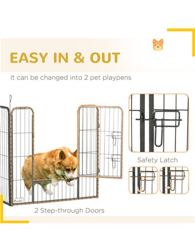 PawHut 16 Panels Heavy Duty Puppy Playpen, for Small and Medium Dogs, Indoor and Outdoor Use - Grey