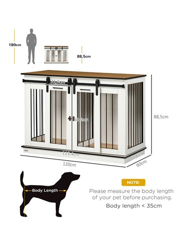 PawHut Dog Crate Furniture for Large Dogs, Double Dog Cage for Small Dogs