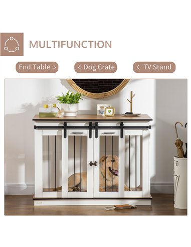 PawHut Dog Crate Furniture for Large Dogs, Double Dog Cage for Small Dogs