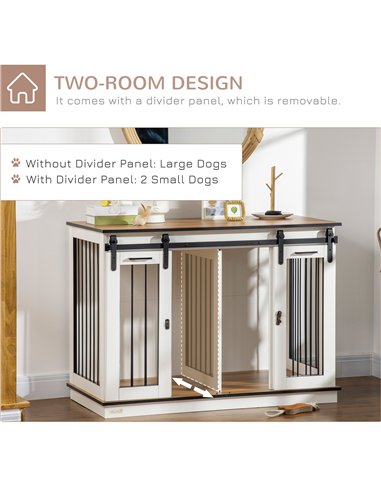 PawHut Dog Crate Furniture for Large Dogs, Double Dog Cage for Small Dogs