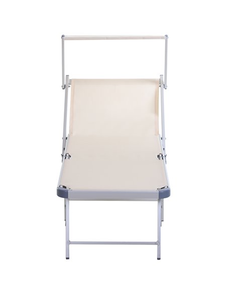 Outsunny Garden Sun Lounger Texteline Chaise Lounge Reclining Chair with Canopy Adjustable Backrest Bed Aluminium Frame - Beige - pic 14172 | FastDaddyshop