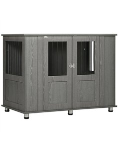 PawHut Dog Crate Table for Medium and Large Dogs with Magnetic Door for Indoor Use, 114 x 60 x 82 cm, Grey