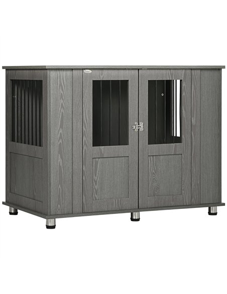 PawHut Dog Crate Table for Medium and Large Dogs with Magnetic Door for Indoor Use, 114 x 60 x 82 cm, Grey - pic 141725 | FastDaddyshop
