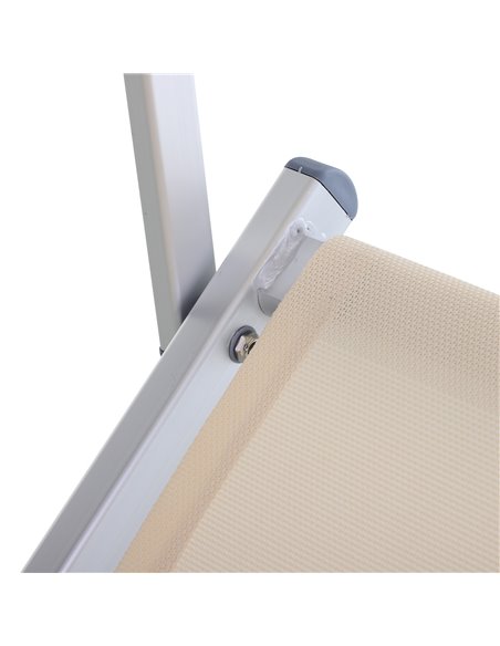 Outsunny Garden Sun Lounger Texteline Chaise Lounge Reclining Chair with Canopy Adjustable Backrest Bed Aluminium Frame - Beige - pic 14173 | FastDaddyshop