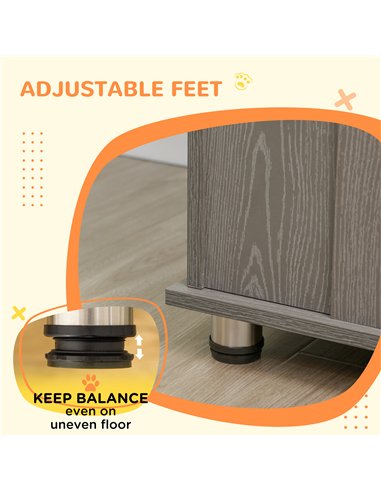 PawHut Dog Crate Table for Medium and Large Dogs with Magnetic Door for Indoor Use, 114 x 60 x 82 cm, Grey