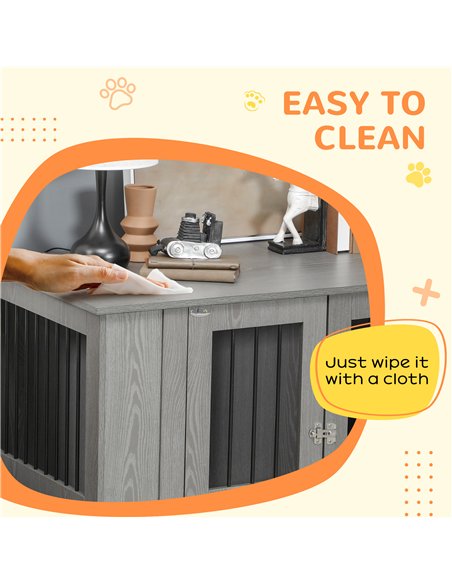 PawHut Dog Crate Table for Medium and Large Dogs with Magnetic Door for Indoor Use, 114 x 60 x 82 cm, Grey - pic 141732 | FastDaddyshop