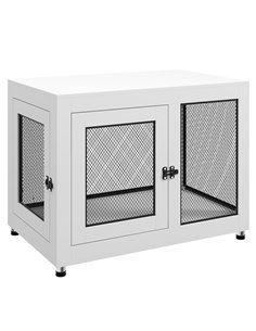 PawHut 2-in-1 Dog Cage & Side Table, with Two Doors, Cushion, for Large Dogs