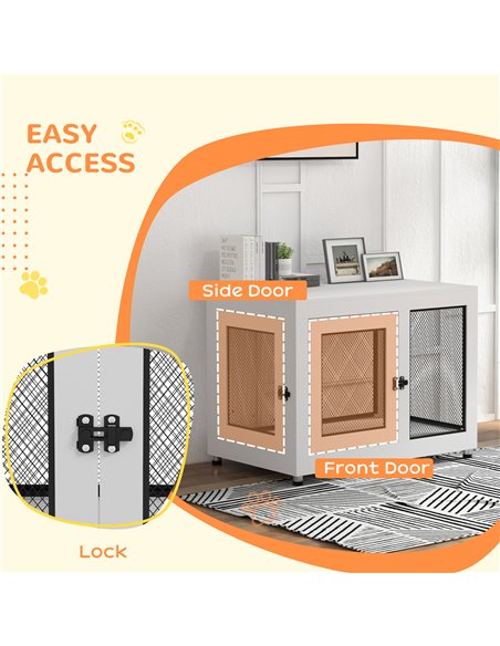 PawHut 2-in-1 Dog Cage & Side Table, with Two Doors, Cushion, for Large Dogs - pic 141748 | FastDaddyshop