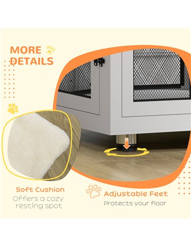 PawHut 2-in-1 Dog Cage & Side Table, with Two Doors, Cushion, for Large Dogs