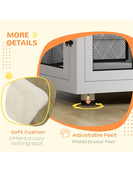 PawHut 2-in-1 Dog Cage & Side Table, with Two Doors, Cushion, for Large Dogs - pic 141749 | FastDaddyshop