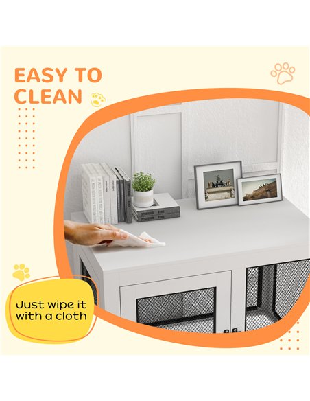 PawHut 2-in-1 Dog Cage & Side Table, with Two Doors, Cushion, for Large Dogs - pic 141750 | FastDaddyshop